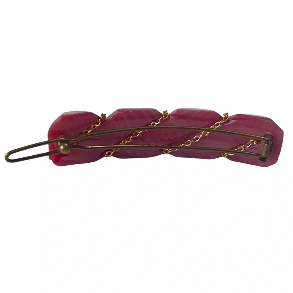 Alexandre de Paris 1980’s French Barrette in Pinkish‎ Purple Gold, Made in Paris